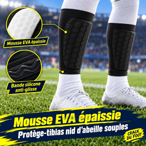 Mousse EVA nid d'abeille et bande silicone des protège-tibias
